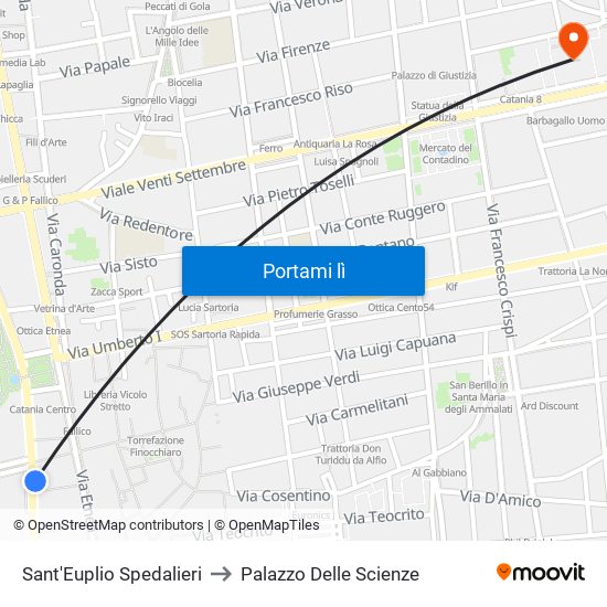Sant'Euplio Spedalieri to Palazzo Delle Scienze map
