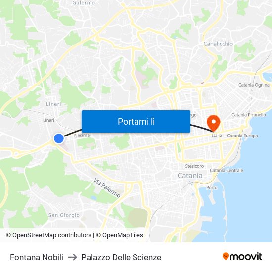 Fontana Nobili to Palazzo Delle Scienze map