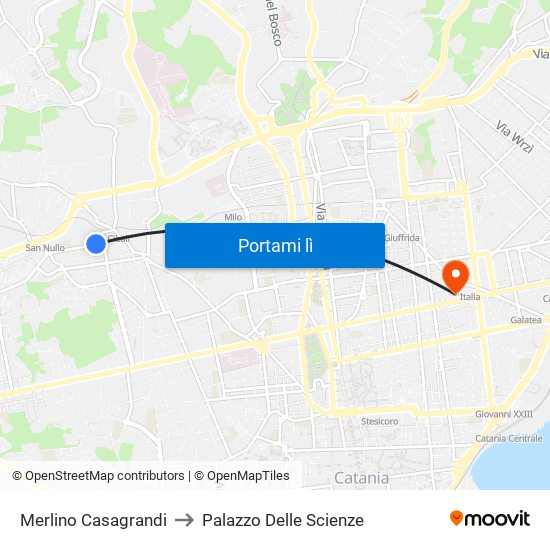 Merlino Casagrandi to Palazzo Delle Scienze map