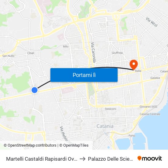 Martelli Castaldi Rapisardi Ovest to Palazzo Delle Scienze map