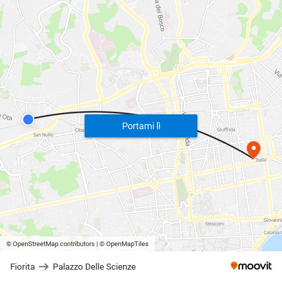 Fiorita to Palazzo Delle Scienze map