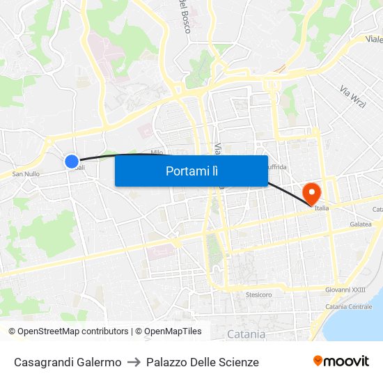 Casagrandi Galermo to Palazzo Delle Scienze map