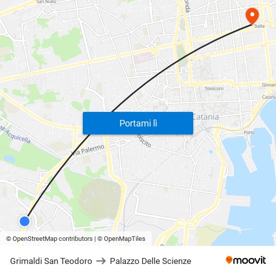 Grimaldi San Teodoro to Palazzo Delle Scienze map