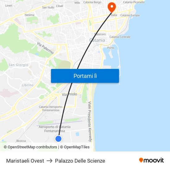 Maristaeli Ovest to Palazzo Delle Scienze map
