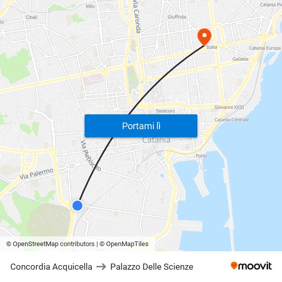 Concordia Acquicella to Palazzo Delle Scienze map