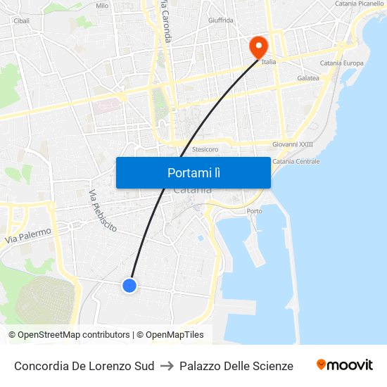 Concordia De Lorenzo Sud to Palazzo Delle Scienze map