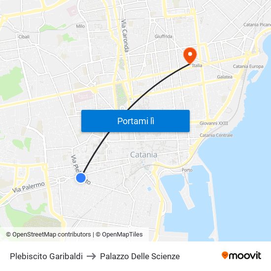 Plebiscito Garibaldi to Palazzo Delle Scienze map