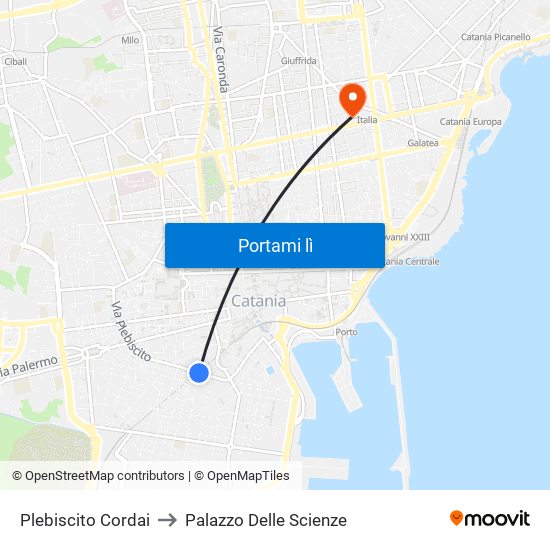 Plebiscito Cordai to Palazzo Delle Scienze map