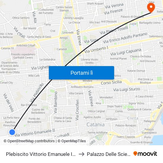 Plebiscito Vittorio Emanuele II Est to Palazzo Delle Scienze map