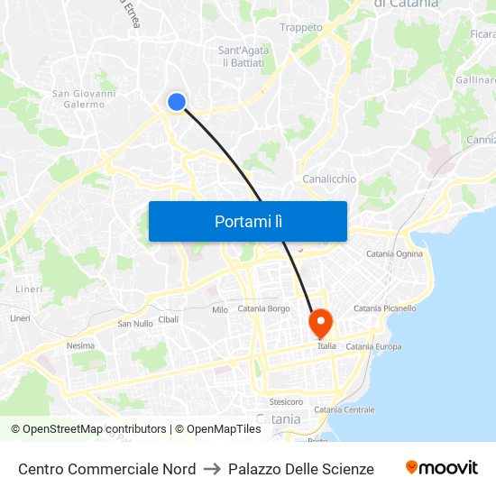 Centro Commerciale Nord to Palazzo Delle Scienze map