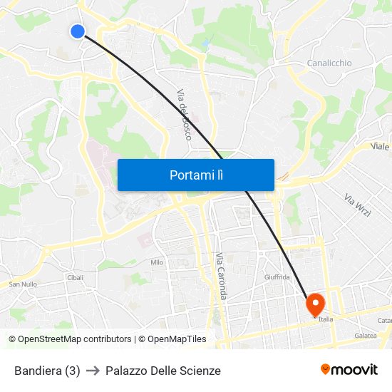 Bandiera (3) to Palazzo Delle Scienze map