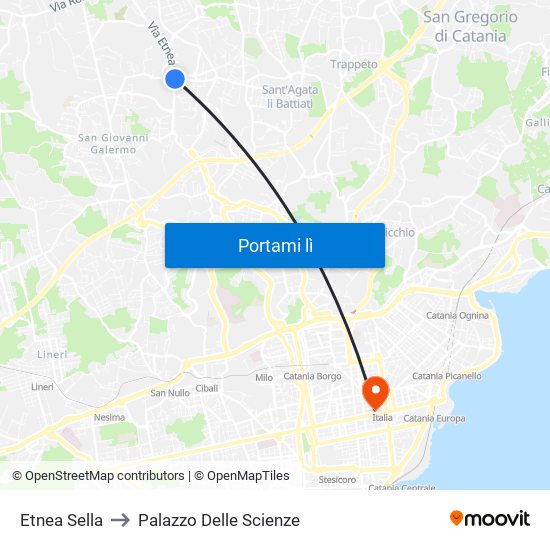Etnea Sella to Palazzo Delle Scienze map