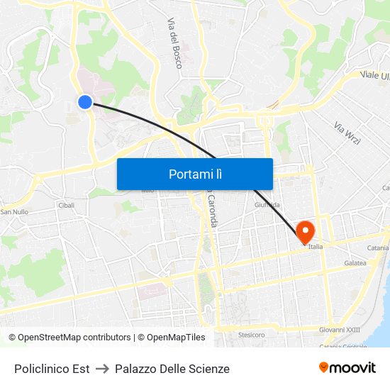 Policlinico Est to Palazzo Delle Scienze map