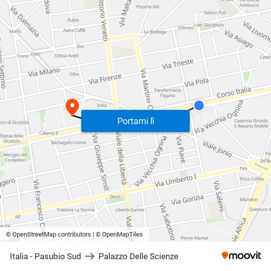 Italia - Pasubio Sud to Palazzo Delle Scienze map