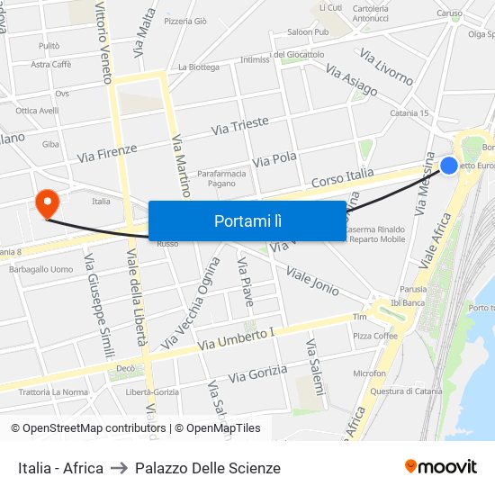 Italia - Africa to Palazzo Delle Scienze map