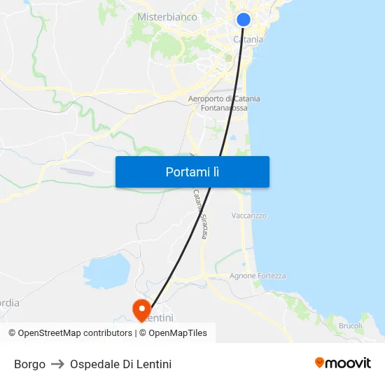 Borgo to Ospedale Di Lentini map