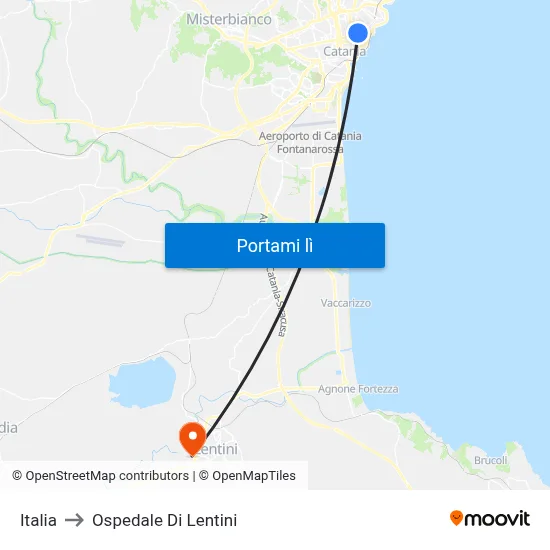 Italia to Ospedale Di Lentini map
