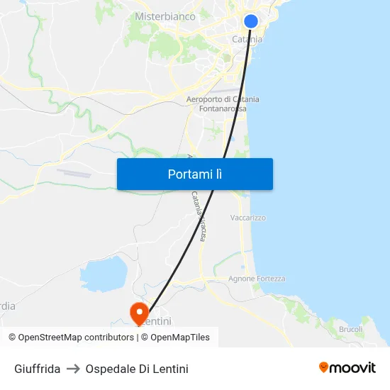 Giuffrida to Ospedale Di Lentini map