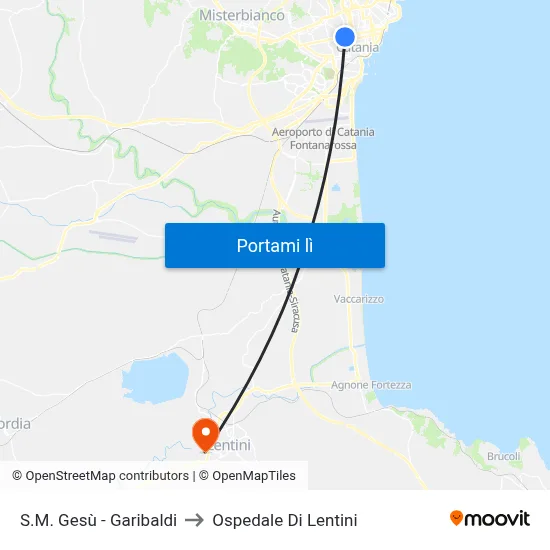 S.M. Gesù - Garibaldi to Ospedale Di Lentini map