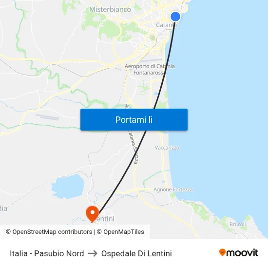 Italia - Pasubio Nord to Ospedale Di Lentini map