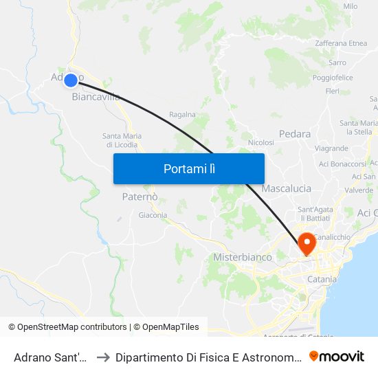Adrano Sant'Agostino to Dipartimento Di Fisica E Astronomia Ettore Majorana map