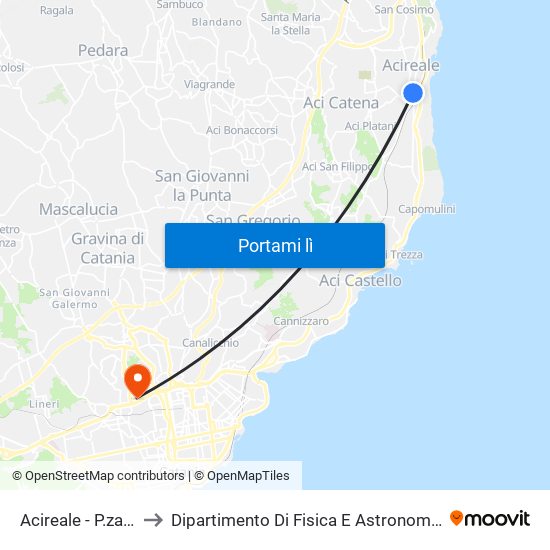 Acireale - P.za Carmine to Dipartimento Di Fisica E Astronomia Ettore Majorana map