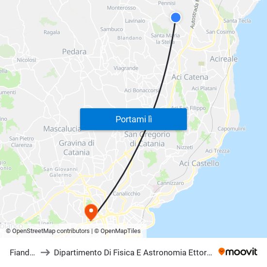 Fiandaca to Dipartimento Di Fisica E Astronomia Ettore Majorana map