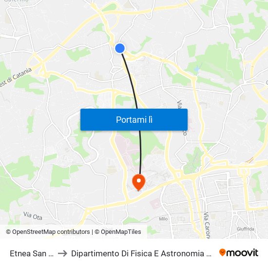 Etnea San Paolo to Dipartimento Di Fisica E Astronomia Ettore Majorana map