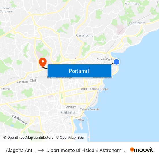 Alagona Anfuso Est to Dipartimento Di Fisica E Astronomia Ettore Majorana map