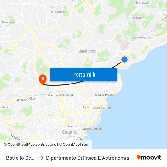 Battello Scogliera to Dipartimento Di Fisica E Astronomia Ettore Majorana map