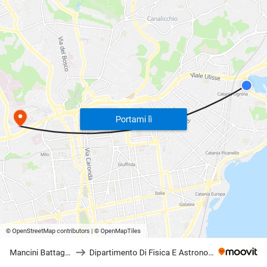 Mancini Battaglia Messina to Dipartimento Di Fisica E Astronomia Ettore Majorana map