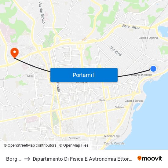 Borgetti to Dipartimento Di Fisica E Astronomia Ettore Majorana map