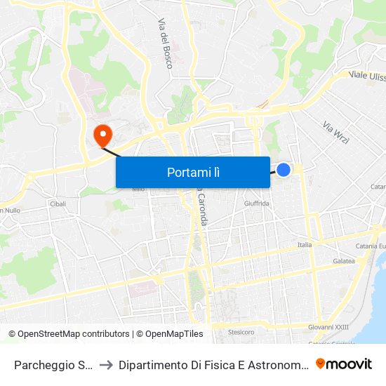 Parcheggio Sanzio (2) to Dipartimento Di Fisica E Astronomia Ettore Majorana map
