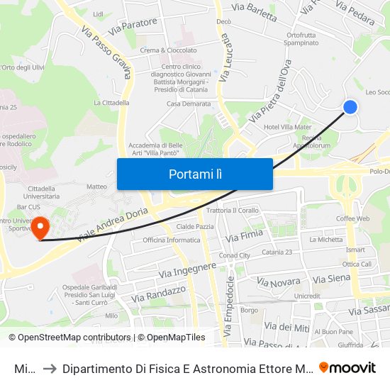 Millo to Dipartimento Di Fisica E Astronomia Ettore Majorana map