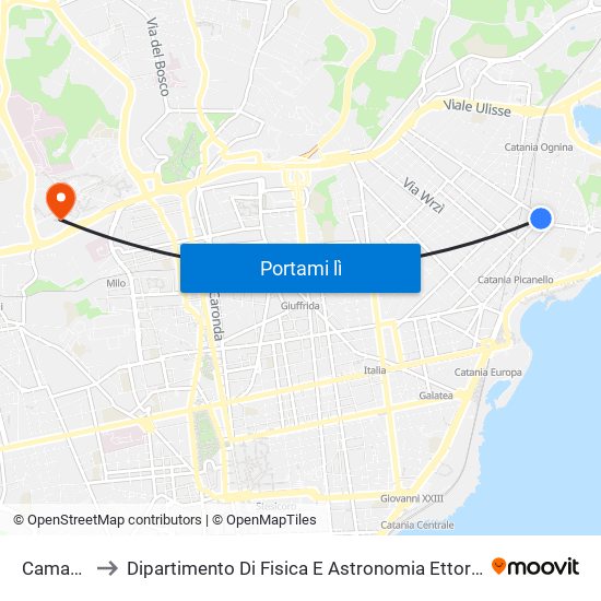 Camastra to Dipartimento Di Fisica E Astronomia Ettore Majorana map
