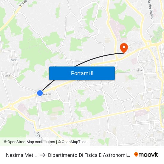 Nesima Metro Nord to Dipartimento Di Fisica E Astronomia Ettore Majorana map