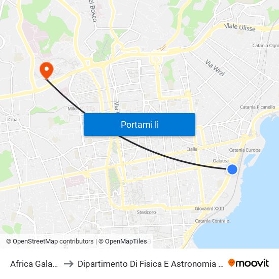 Africa Galatea Est to Dipartimento Di Fisica E Astronomia Ettore Majorana map