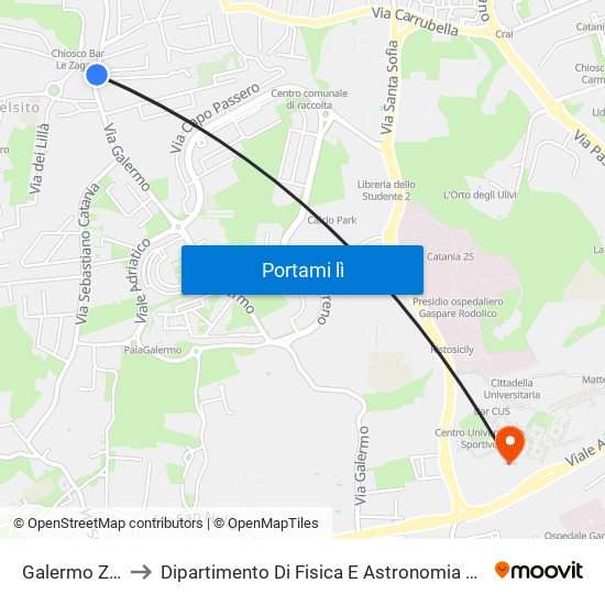 Galermo Zagarà to Dipartimento Di Fisica E Astronomia Ettore Majorana map