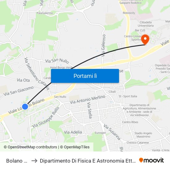 Bolano Nord to Dipartimento Di Fisica E Astronomia Ettore Majorana map