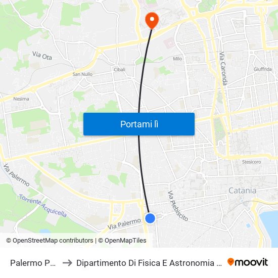 Palermo Palestro to Dipartimento Di Fisica E Astronomia Ettore Majorana map