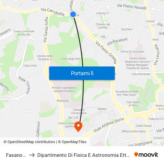 Fasano Sud to Dipartimento Di Fisica E Astronomia Ettore Majorana map