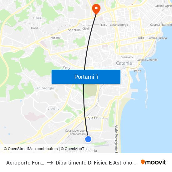 Aeroporto Fontanarossa to Dipartimento Di Fisica E Astronomia Ettore Majorana map