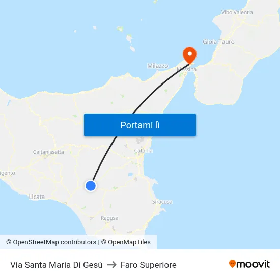 Via Santa Maria Di Gesù to Faro Superiore map