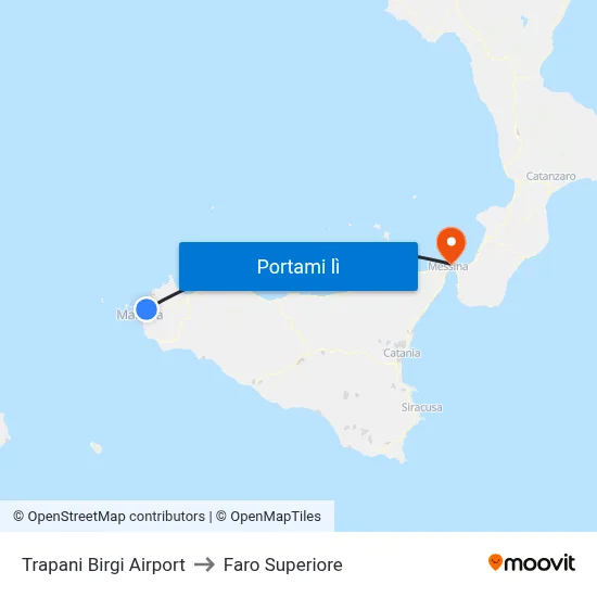 Trapani Birgi Airport to Faro Superiore map
