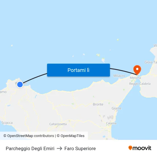 Parcheggio Degli Emiri to Faro Superiore map