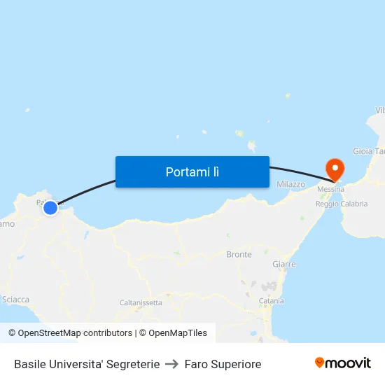 Basile Universita' Segreterie to Faro Superiore map