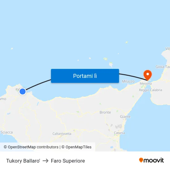 Tukory Ballaro' to Faro Superiore map