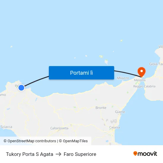 Tukory Porta S Agata to Faro Superiore map