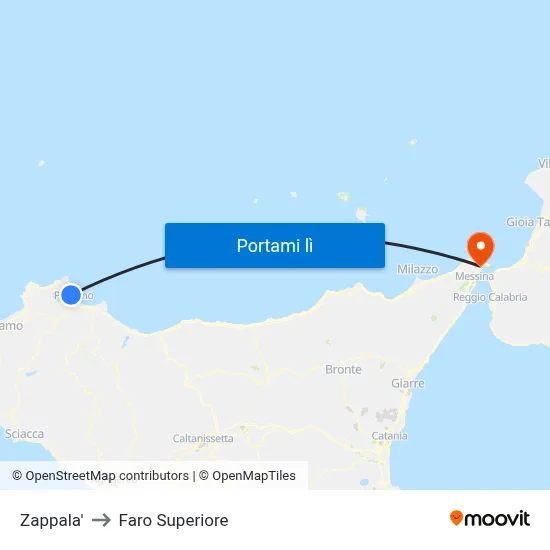 Zappala' to Faro Superiore map