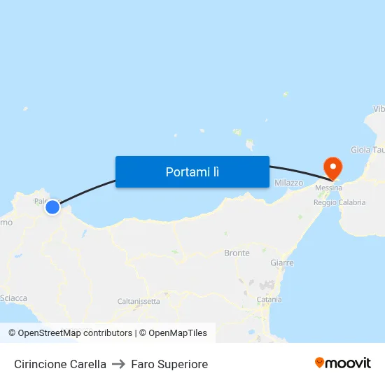 Cirincione Carella to Faro Superiore map